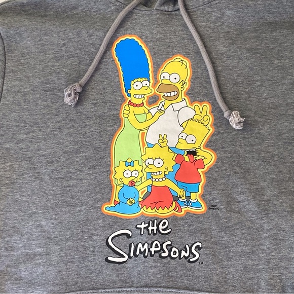 THE SIMPSONS  Old Navy Gray Hoodie Size L Unisex Graphic Sweatshirt - Picture 3 of 10